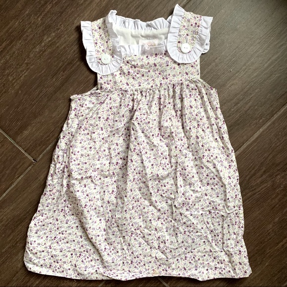 Tiny purple floral pattern dress size 5 ruffles - Picture 1 of 4